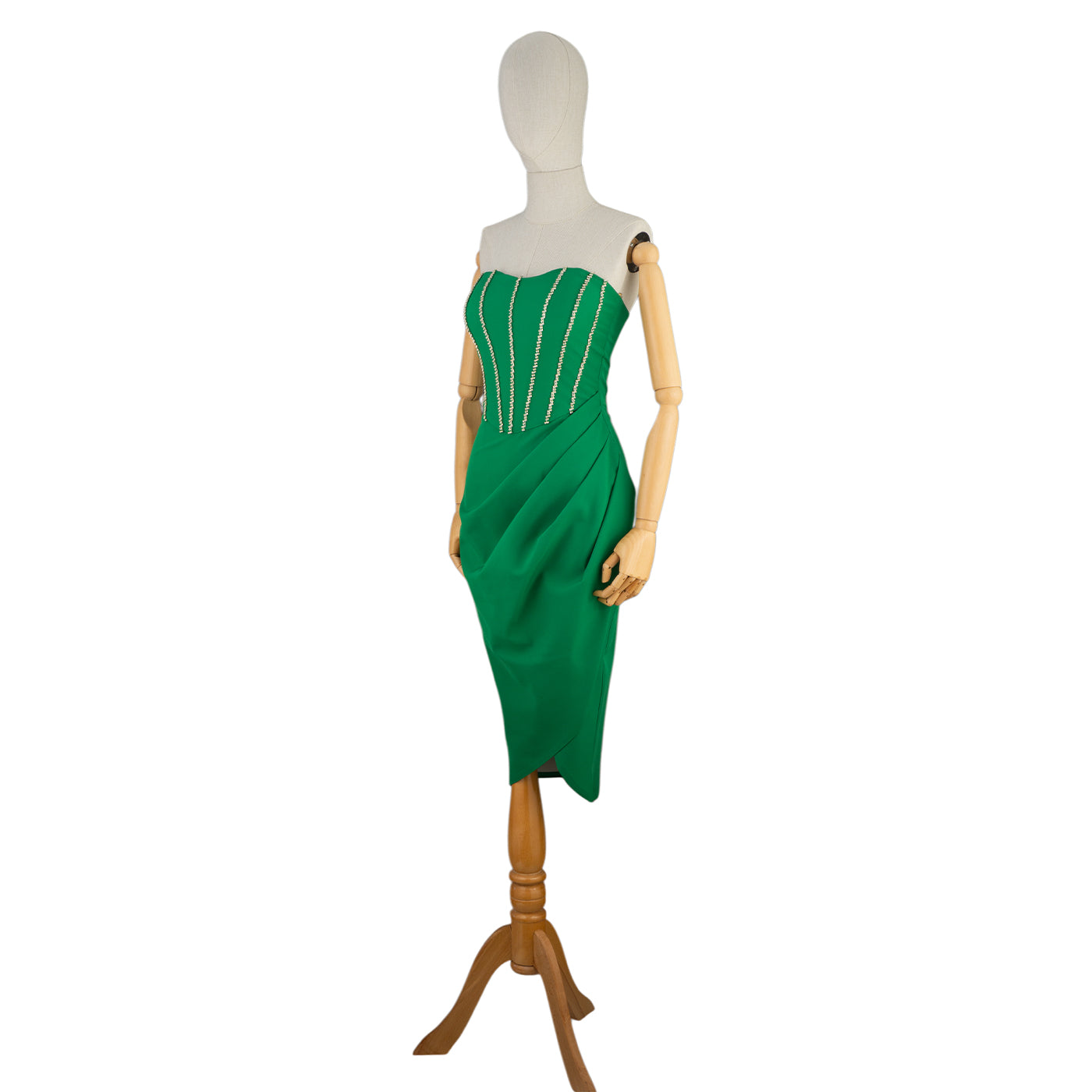 Corset Midi Dress with Rhinestones — Elegance in Motion