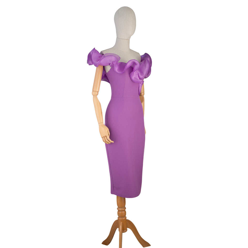 Off-Shoulder Midi Dress with Ruffled Detail — Softness &amp; Chic