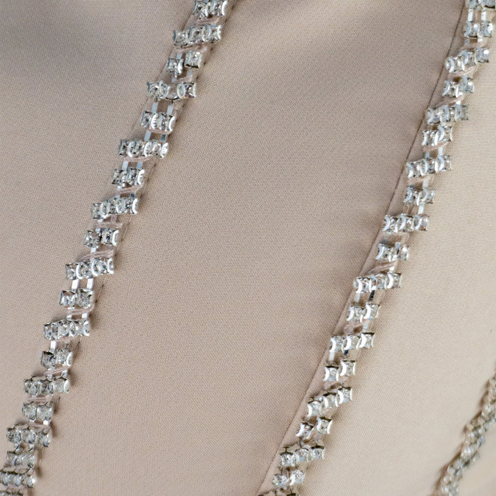 Draped Midi Dress with Rhinestone Corset — Pure Sophistication