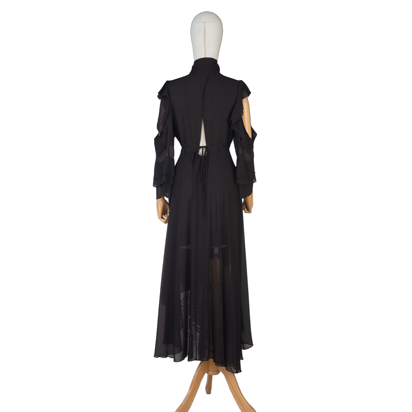 Black Chiffon Cold-Shoulder Dress – Drama &amp; Elegance Combined