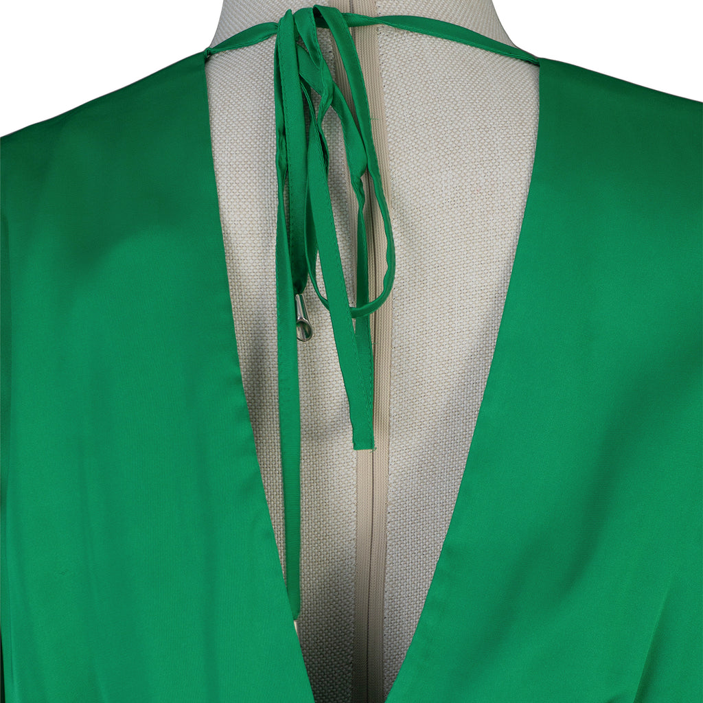 Emerald Green Wrap Maxi Dress – Elegant Flow in Every Step