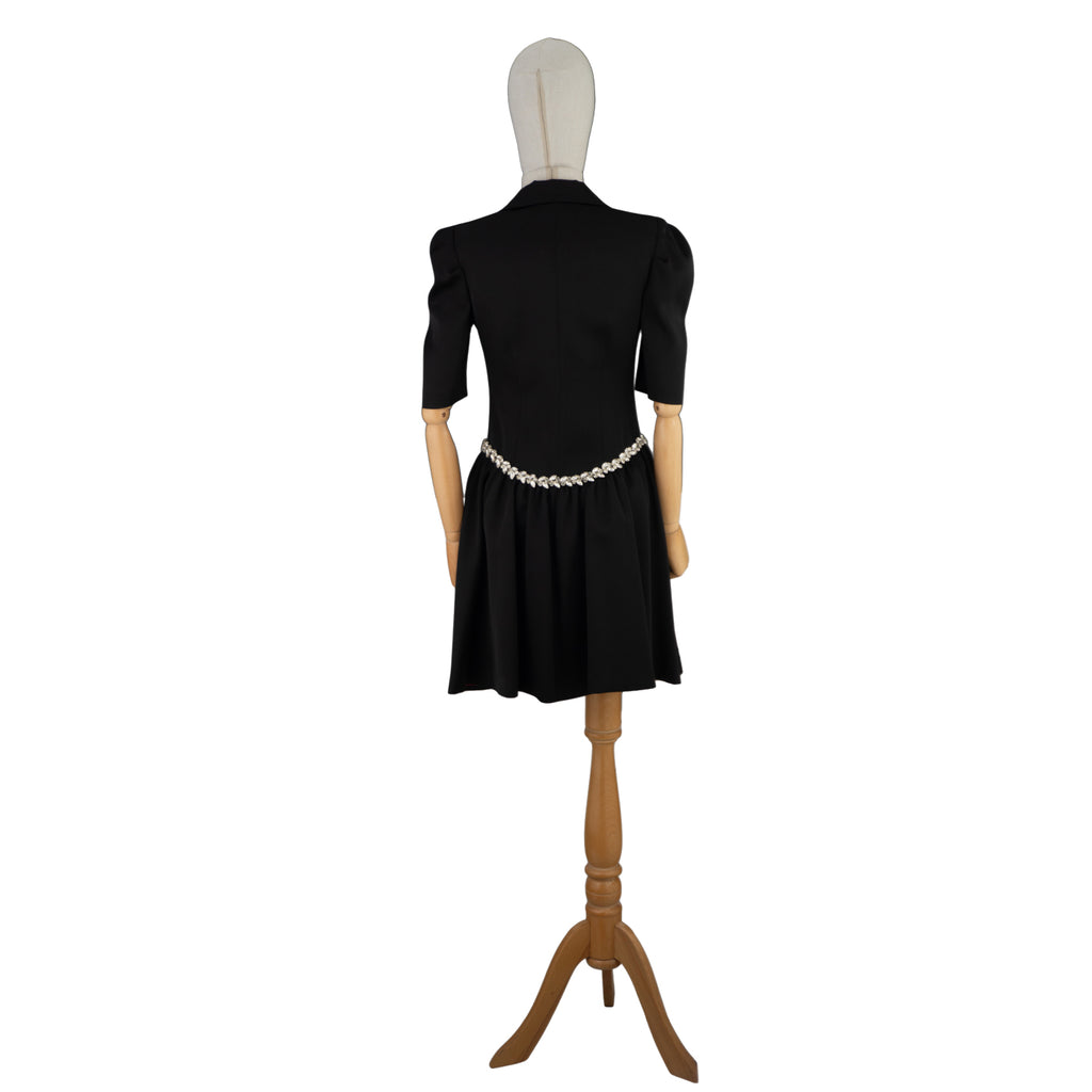 Black Short Dress with Pearl Details – Classic Meets Chic