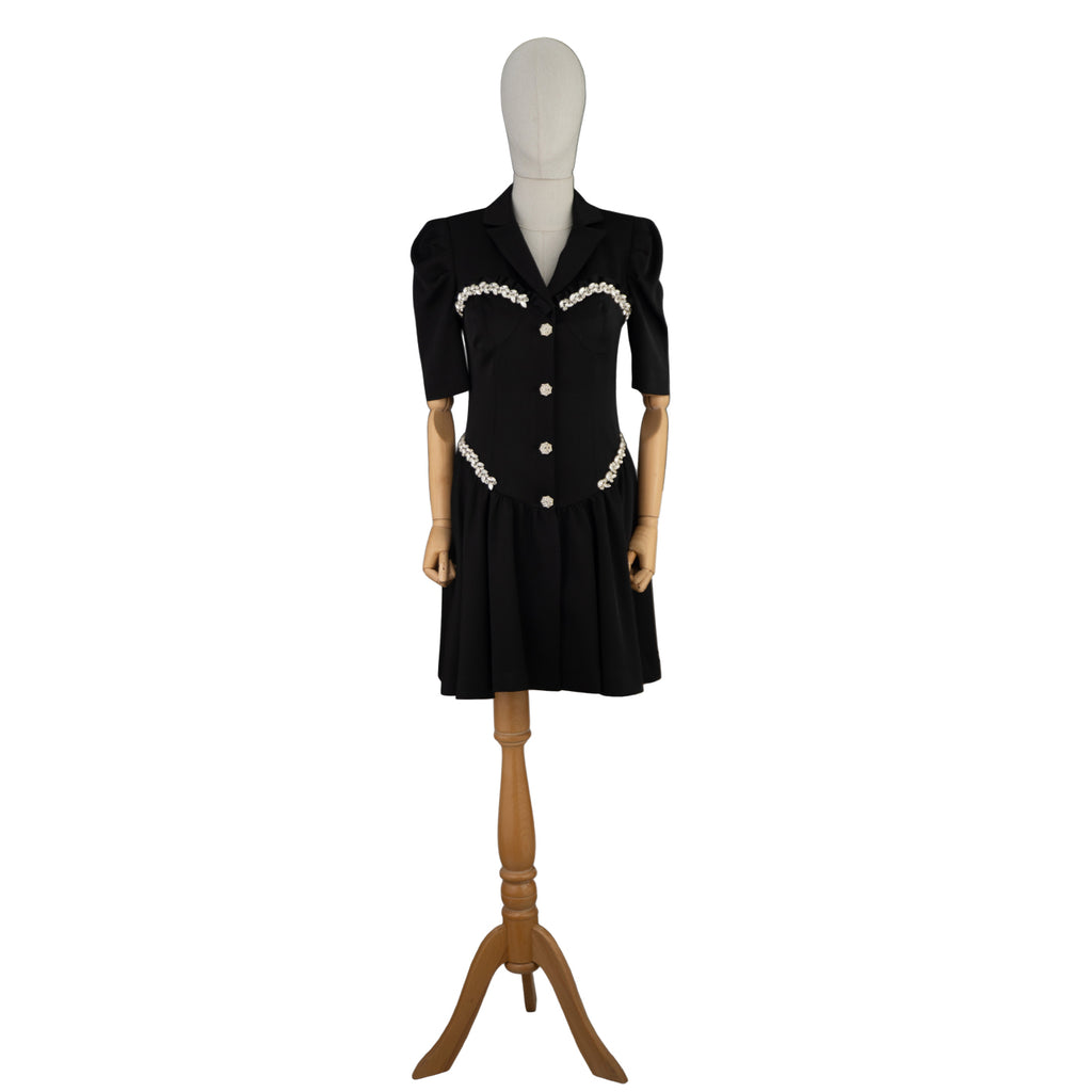 Black Short Dress with Pearl Details – Classic Meets Chic