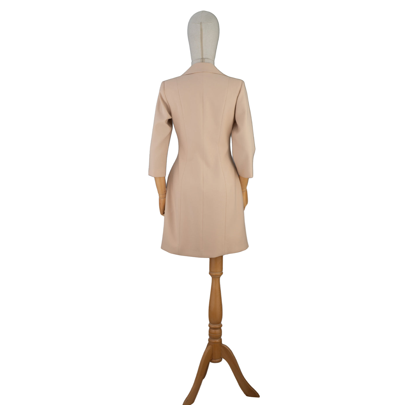 Beige Blazer Dress with Embellished Collar – Refined Smart Chic