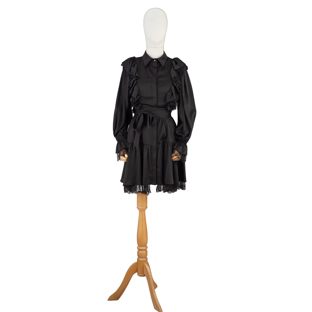 Black Ruffled Lace Dress – Romantic with an Edge