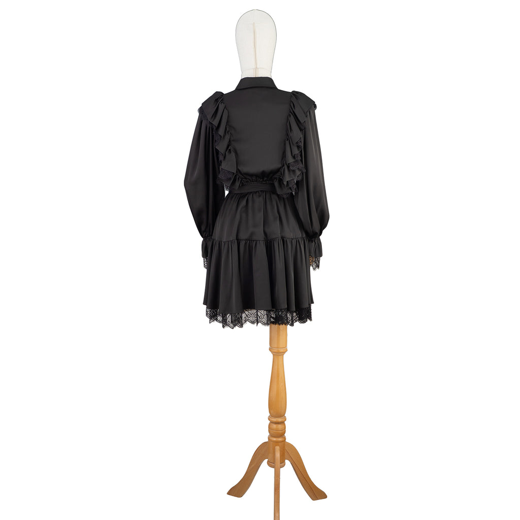 Black Ruffled Lace Dress – Romantic with an Edge