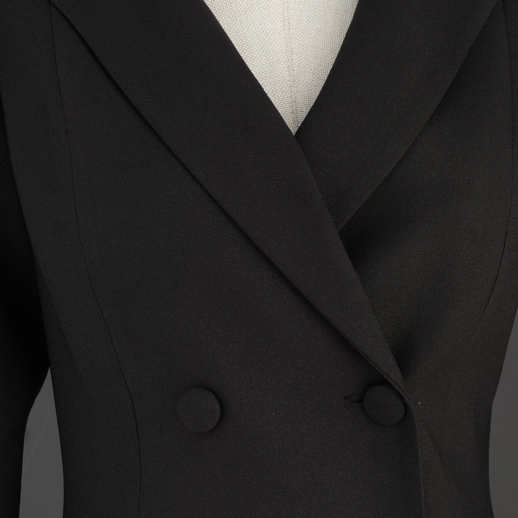 Black &amp; White Pleated Blazer Dress – Sharp Elegance with a Twist