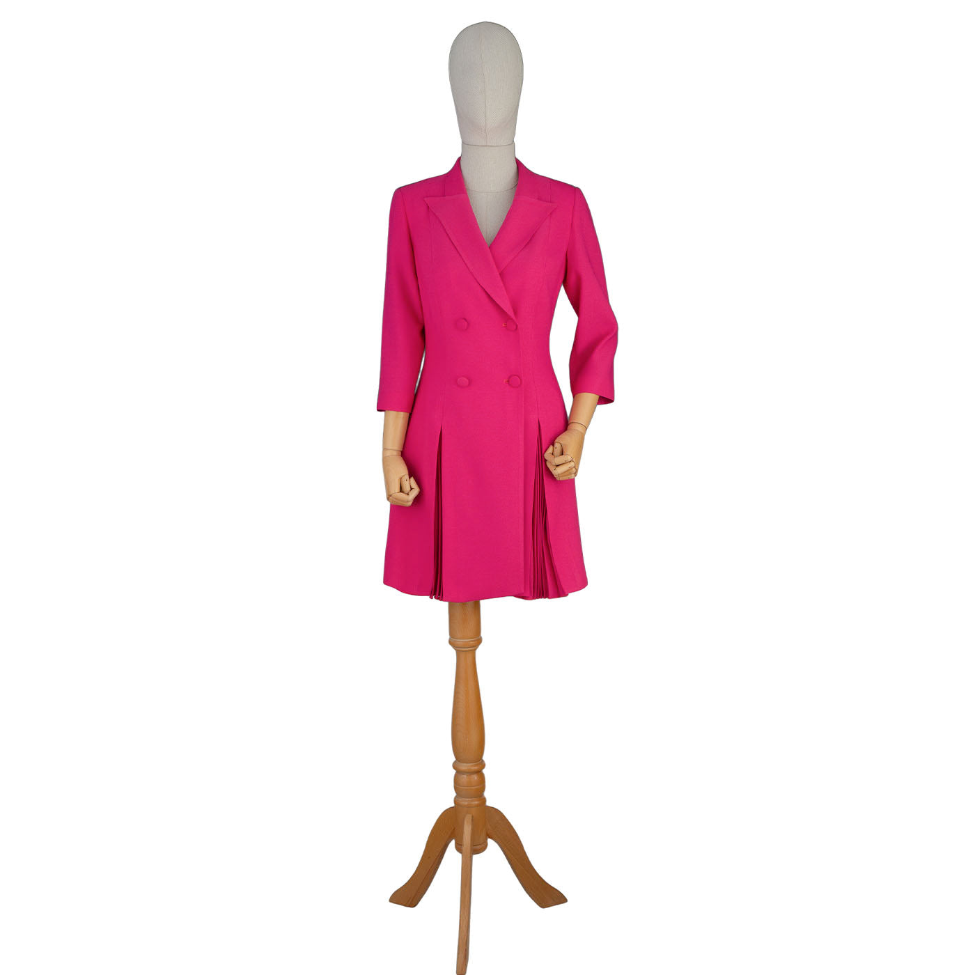 Fuchsia Pleated Blazer Dress – Power &amp; Grace in Every Detail