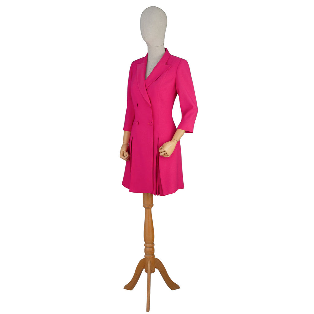 Fuchsia Pleated Blazer Dress – Power &amp; Grace in Every Detail