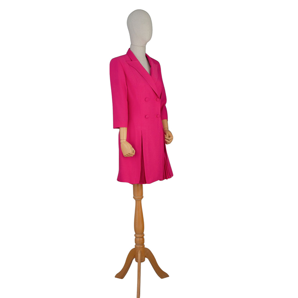 Fuchsia Pleated Blazer Dress – Power &amp; Grace in Every Detail