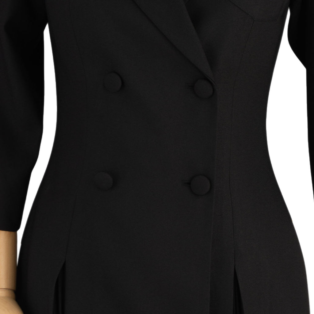 Black Pleated Blazer Dress – Minimal Elegance for Power Looks