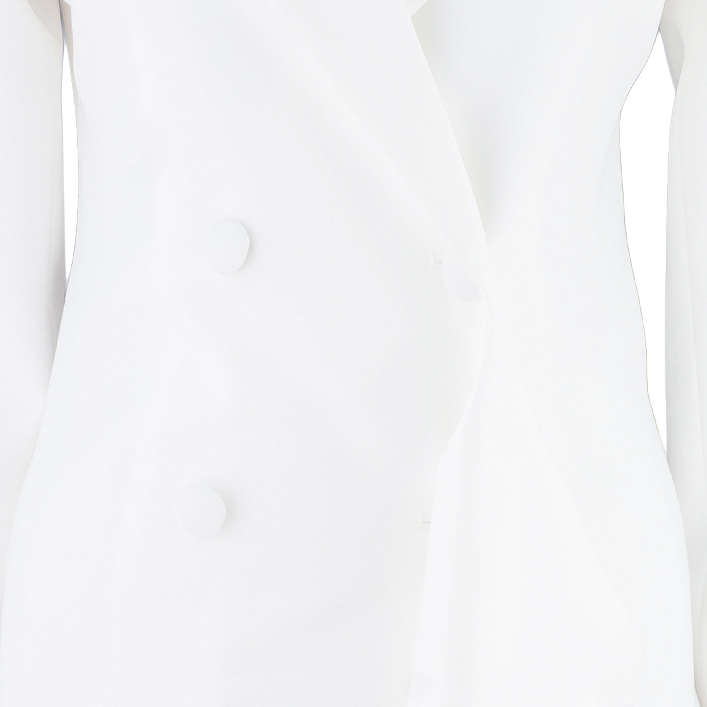 White Women's Blazer Dress with Ruffle and Decorative Flower
