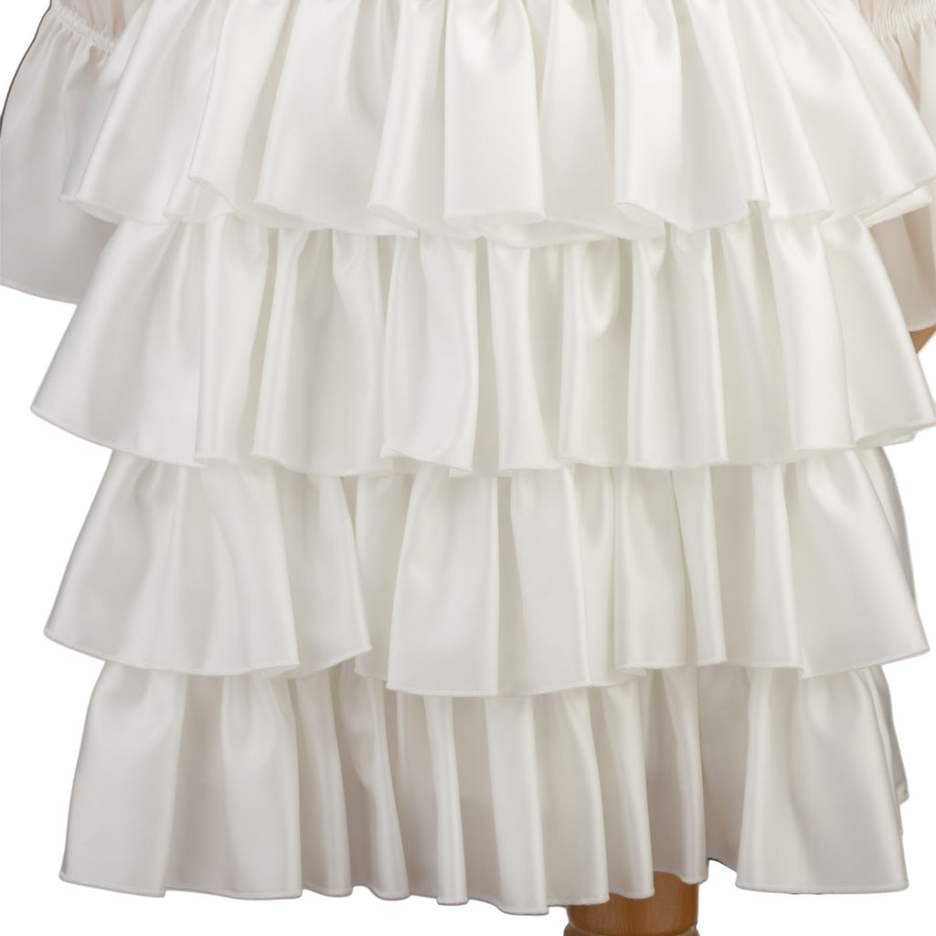 White Tiered Ruffle Dress with Belt