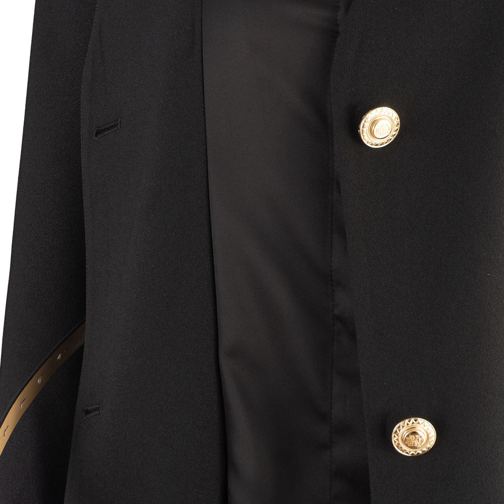 Black Women's Blazer Dress with Chain Belt