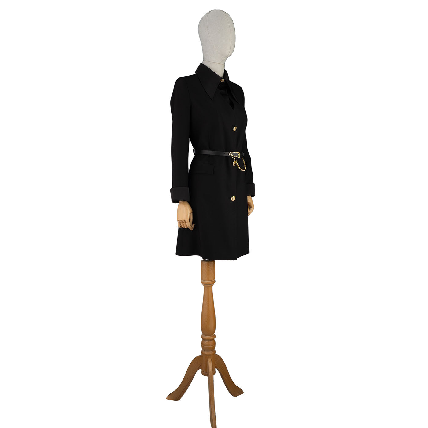 Black Women's Blazer Dress with Chain Belt