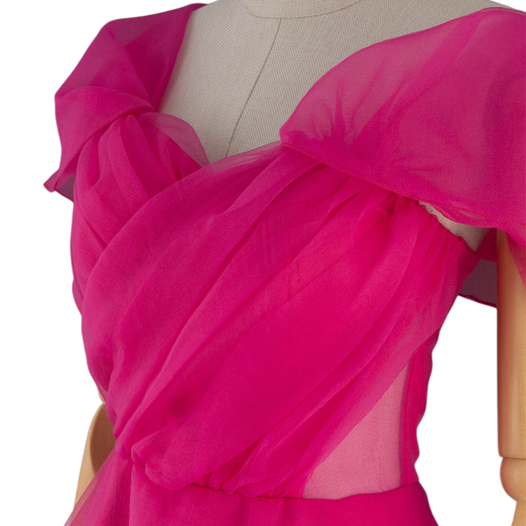 Airy Pink Off-Shoulder Chiffon Dress