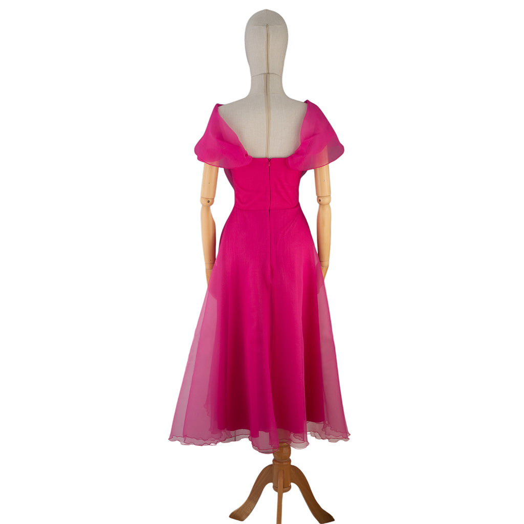 Airy Pink Off-Shoulder Chiffon Dress