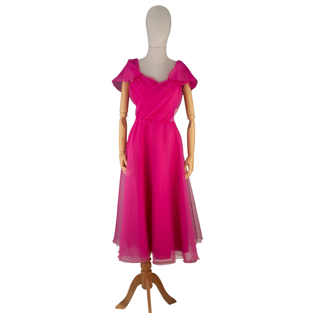 Airy Pink Off-Shoulder Chiffon Dress