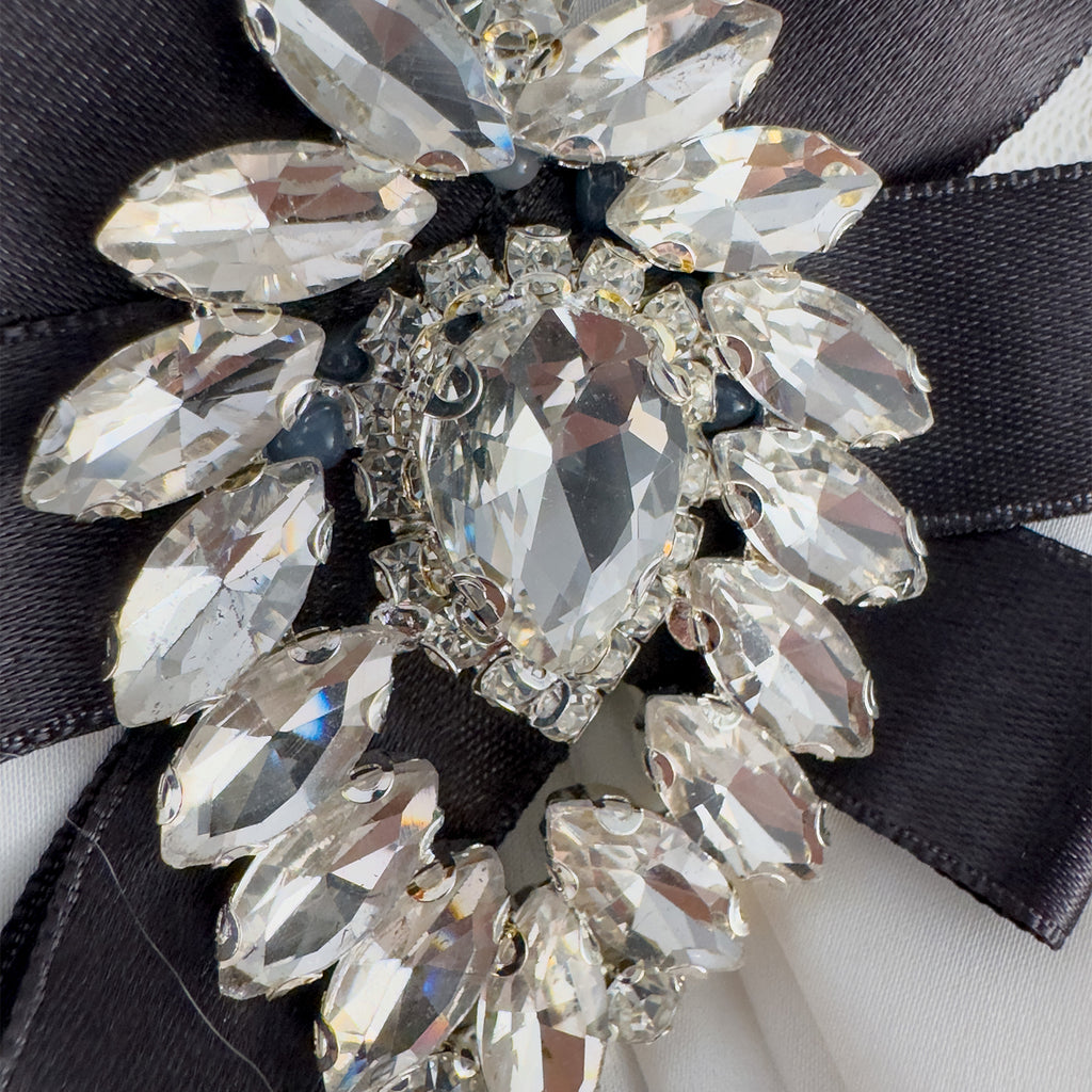 Black Mini Dress with Lace Sleeves &amp; Vintage Bow