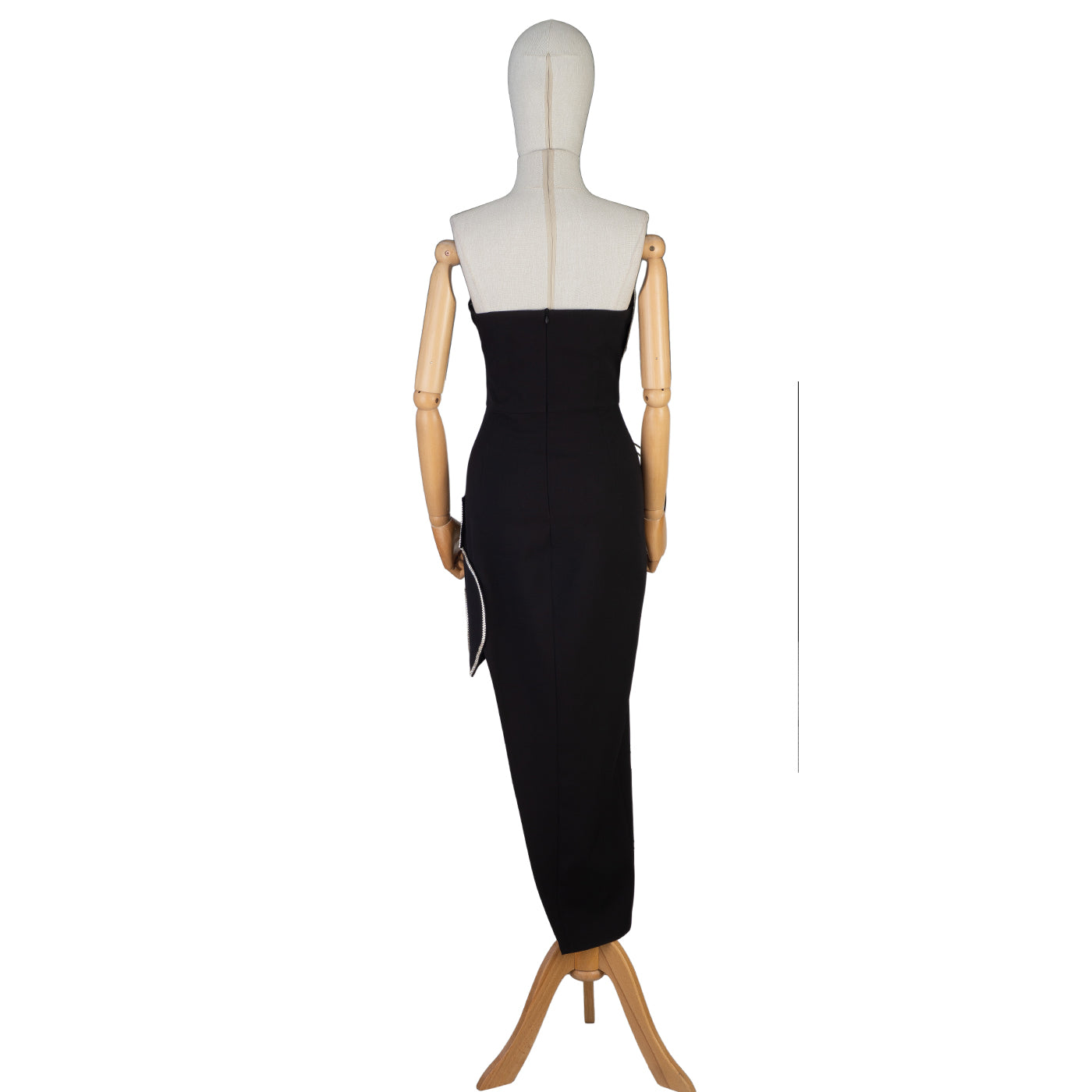 Black Strapless Dress with Sculptural Rhinestone Trim