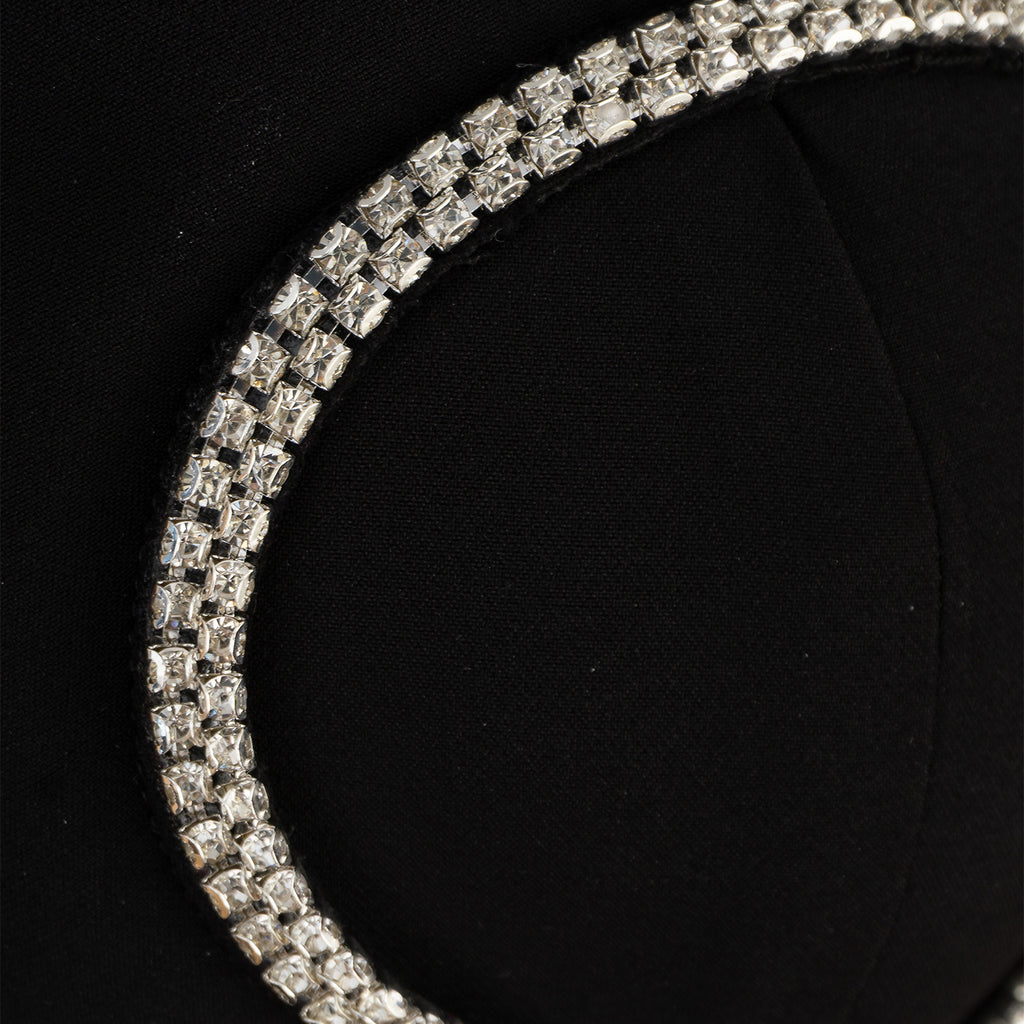 Black Strapless Dress with Sculptural Rhinestone Trim