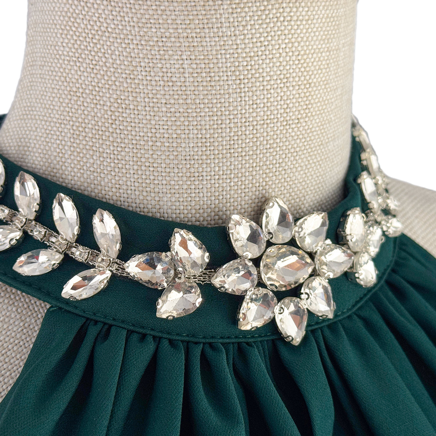 ✨ Elegant Draped Midi Dress with Embellished Neckline