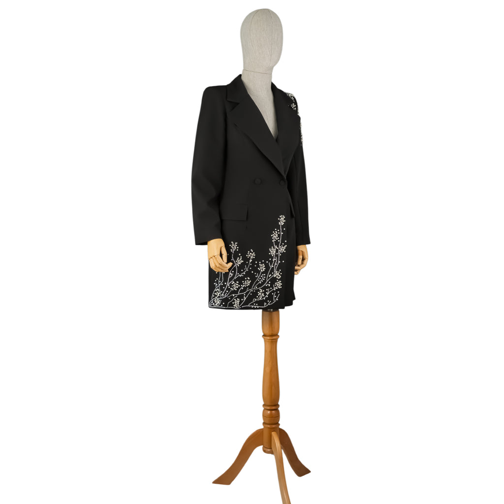 Black Embroidered Blazer Dress – Elegance in Every Stitch