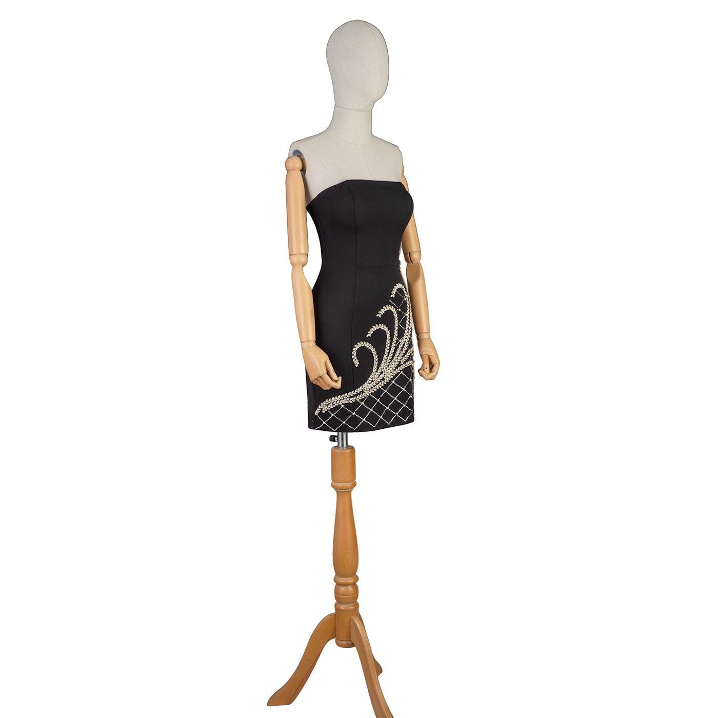 Black Strapless Mini Dress with Embroidery – Grace and Glamour