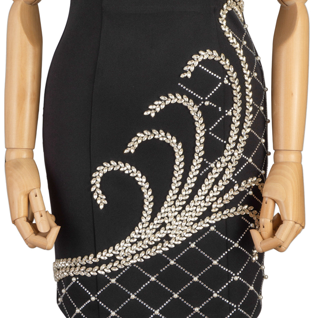 Black Strapless Mini Dress with Embroidery – Grace and Glamour