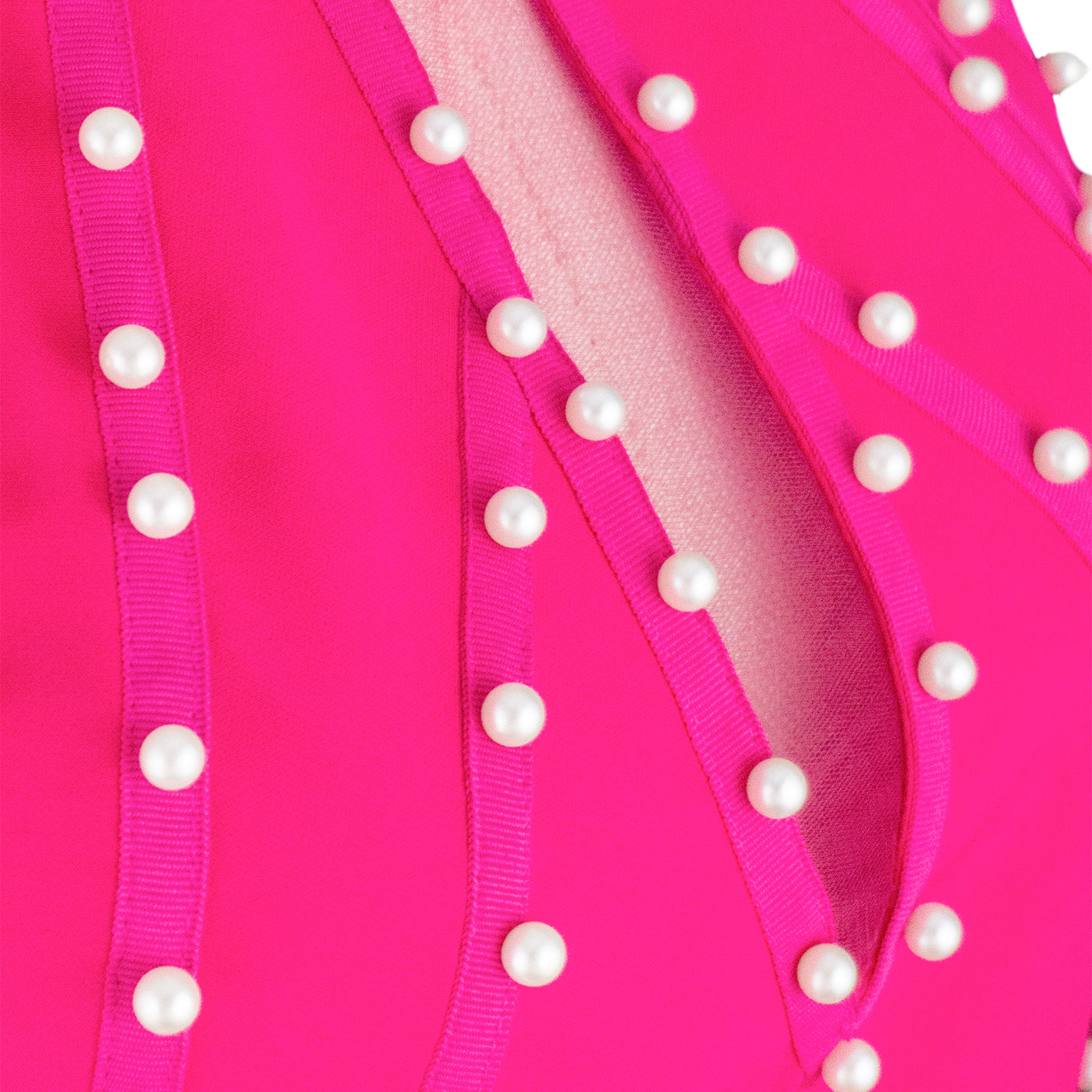 Hot Pink Bodycon Dress with Pearl Stud Accents