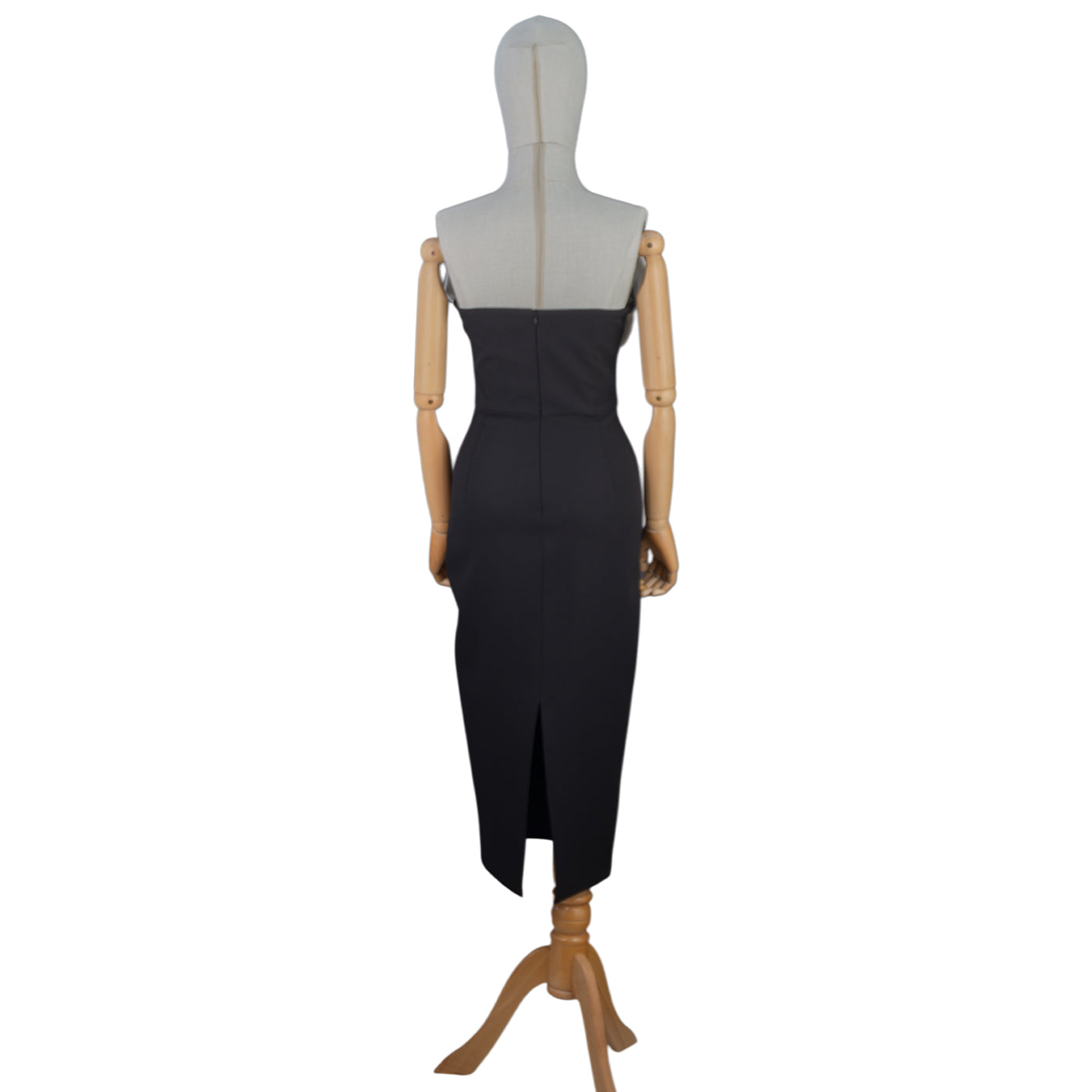 Black and White Petal Bodice Dress with Crystal Chain Accents