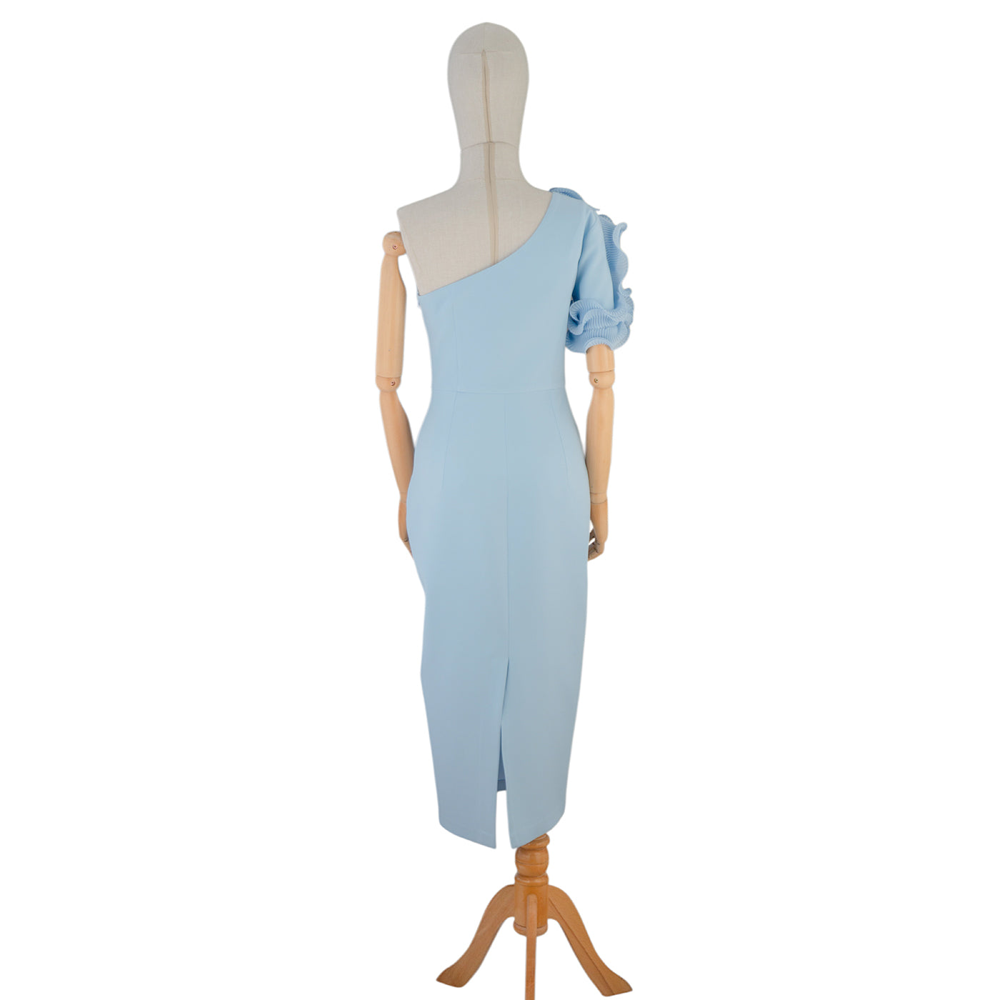 Light Blue One-Shoulder Dress with 3D Floral Detail