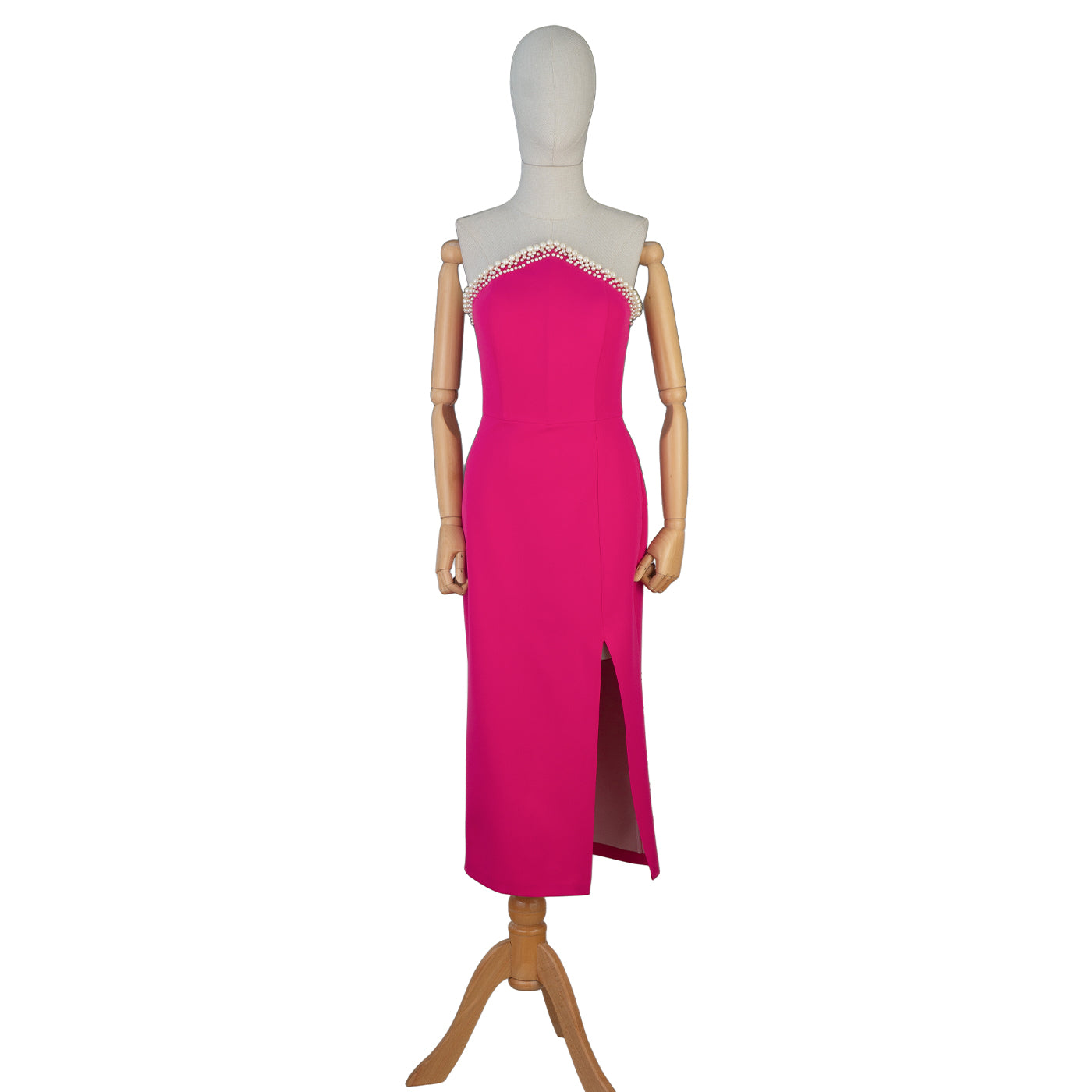 Elegant Pink Dress with Pearl Embellishment