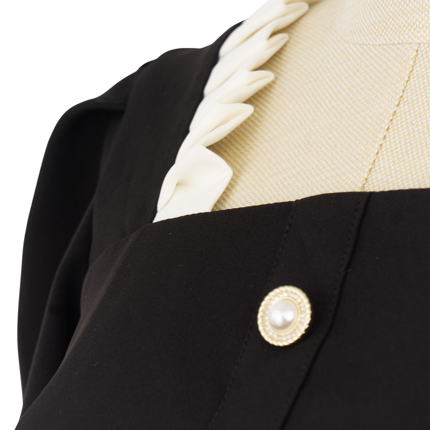 Elegant Black &amp; White Dress with Pearl Buttons