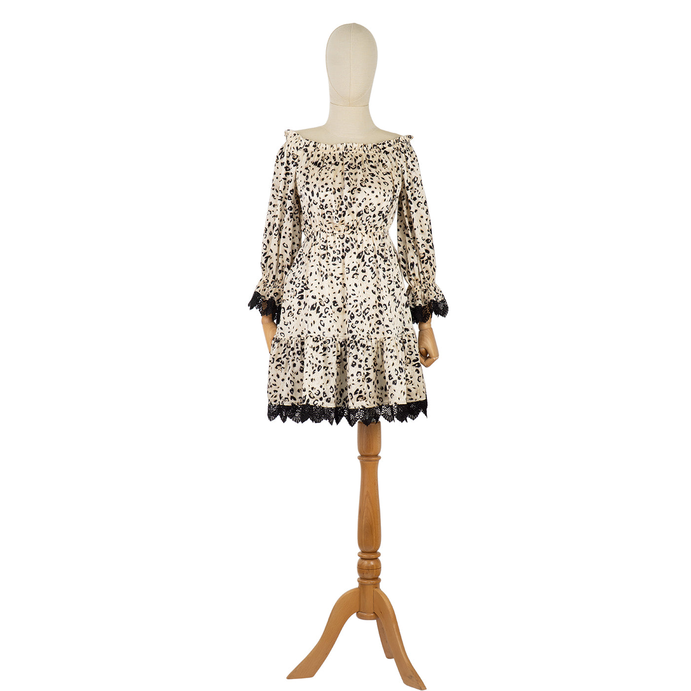 Dress with Contrast Corset and Leopard Print