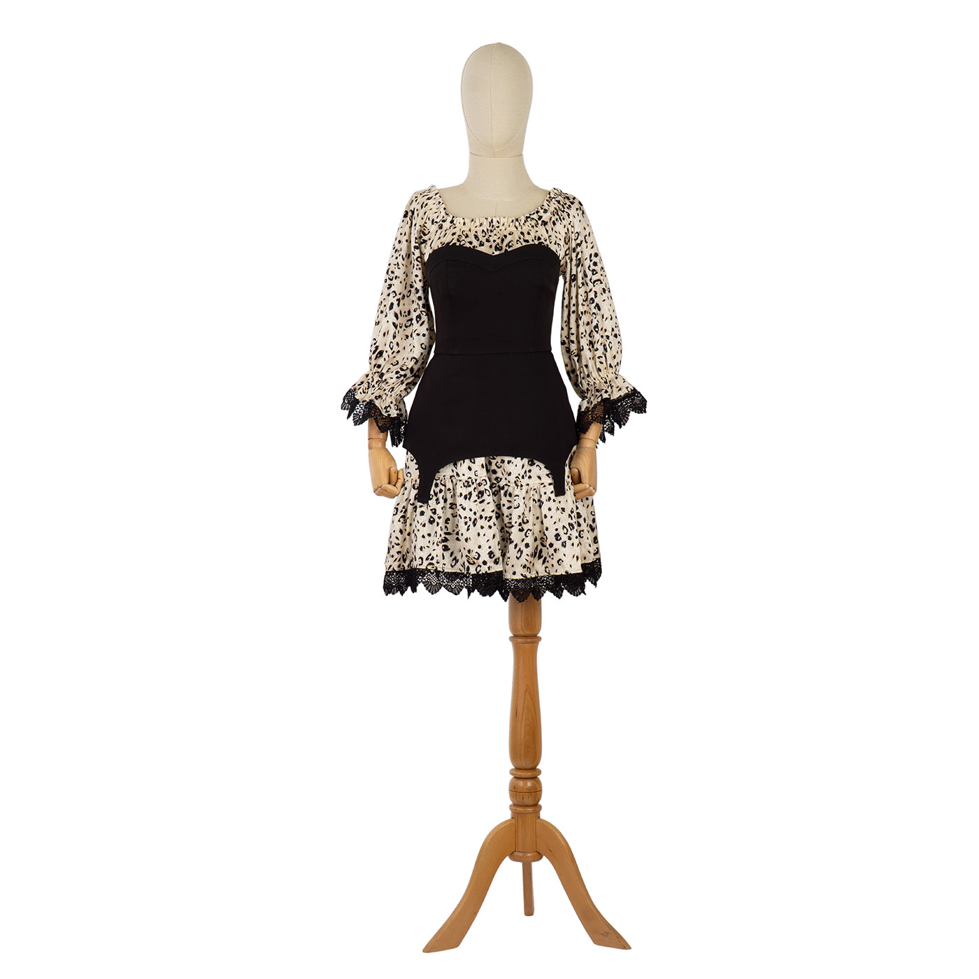 Dress with Contrast Corset and Leopard Print