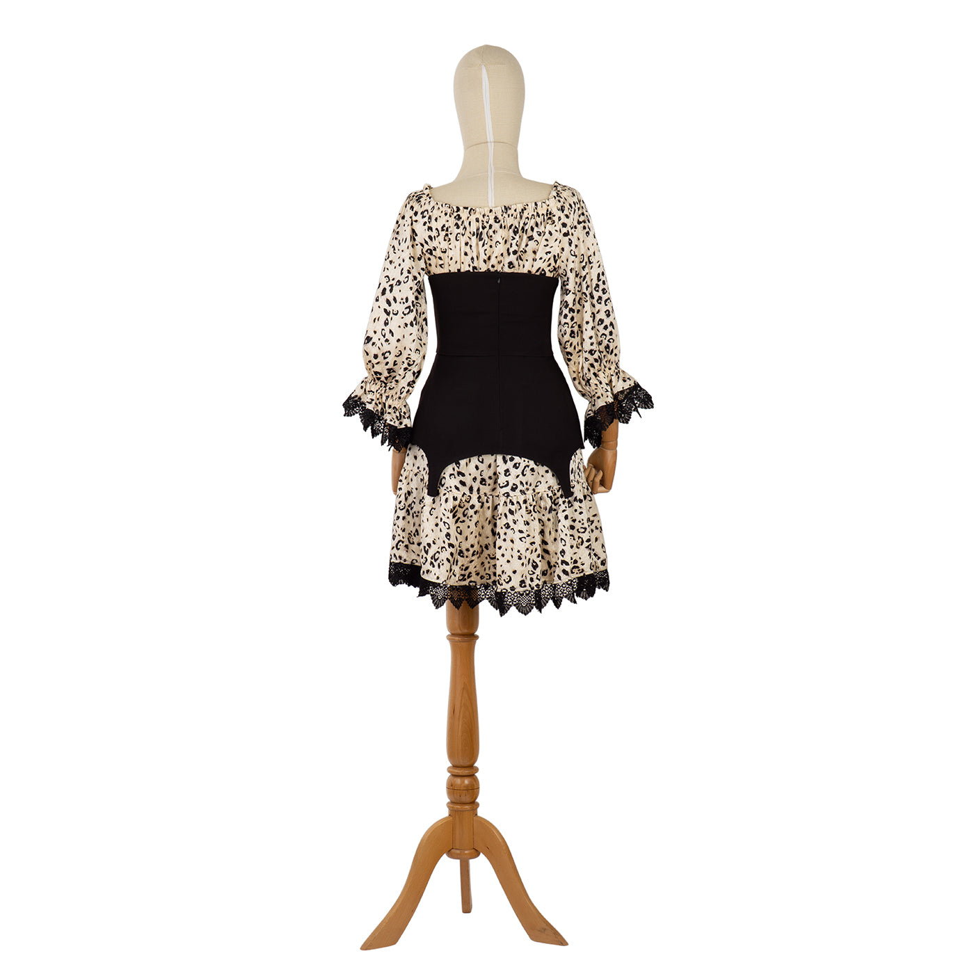 Dress with Contrast Corset and Leopard Print