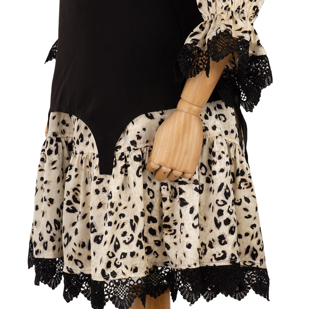 Dress with Contrast Corset and Leopard Print