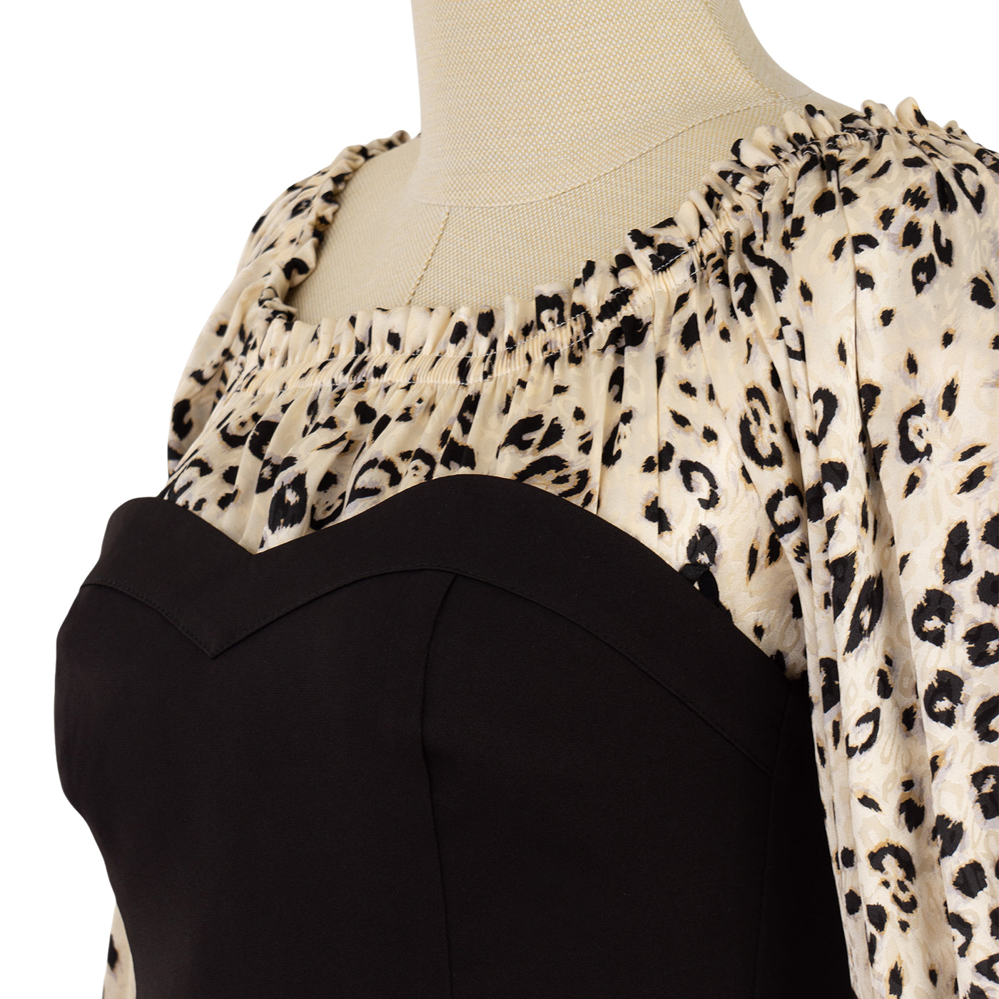 Dress with Contrast Corset and Leopard Print