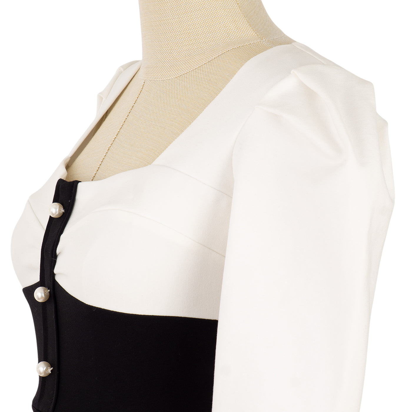 Dress with Contrasting Design and Button Details