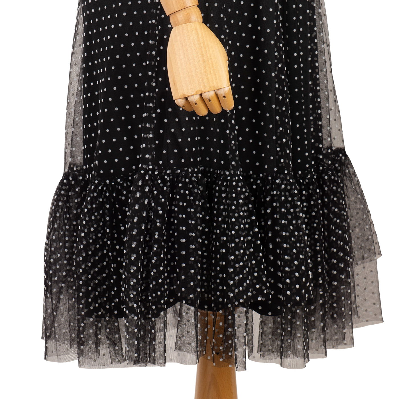 Polka Dot Dress with Puffy Sleeves and Ruffle Hem