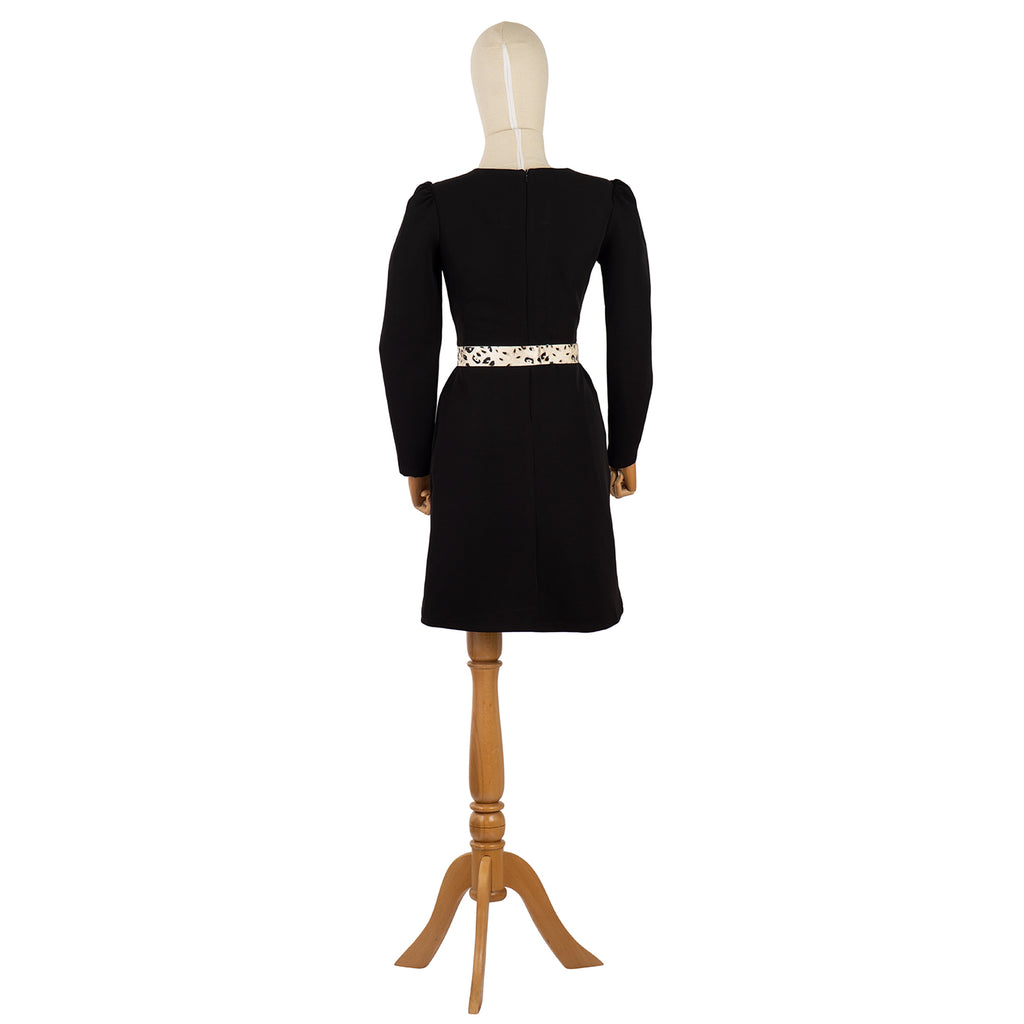 Black Dress with Leopard Accent and Slit