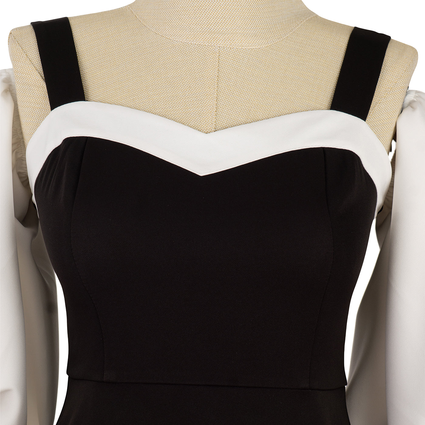 Two-Tone Dress with Puff Sleeves