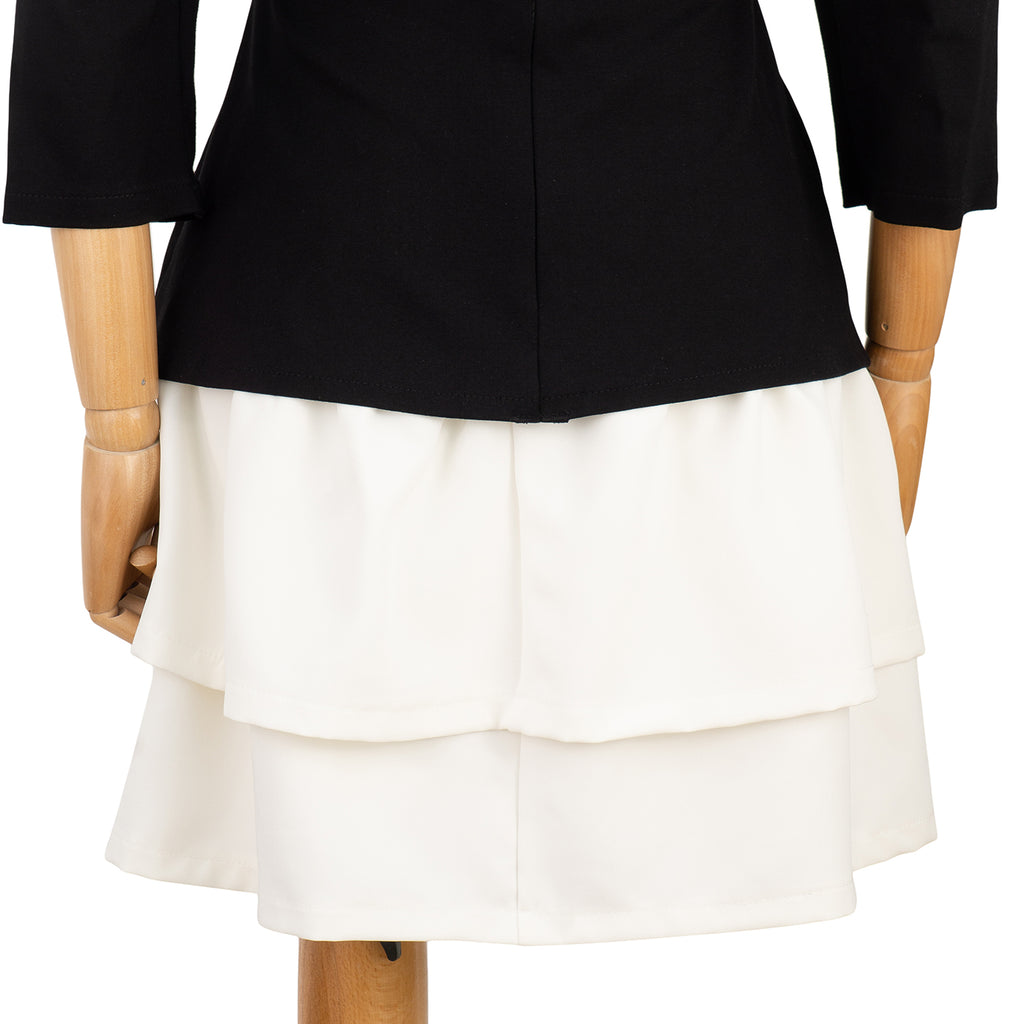 Off-Shoulder Dress with Contrast Skirt