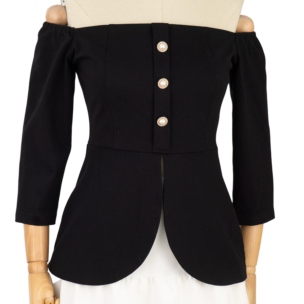 Off-Shoulder Dress with Contrast Skirt