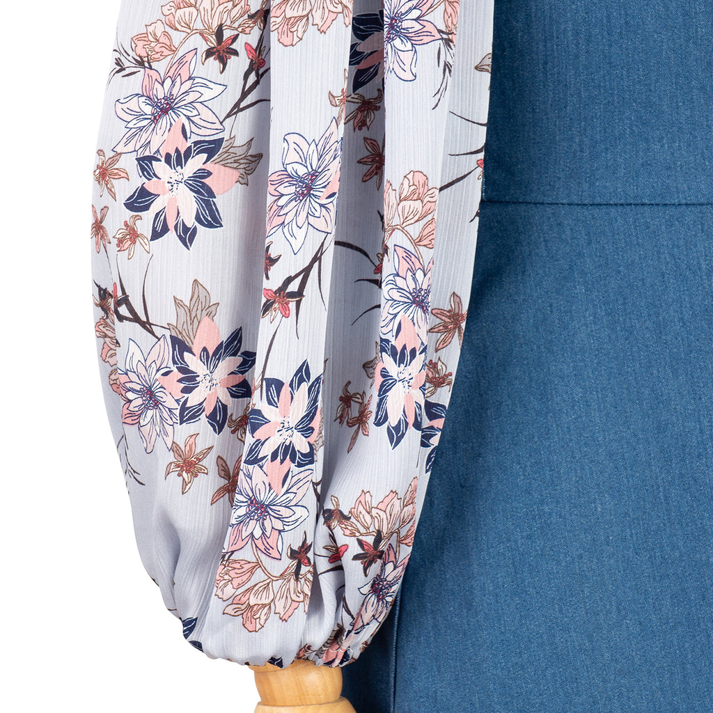 Off-Shoulder Dress with Floral Inserts