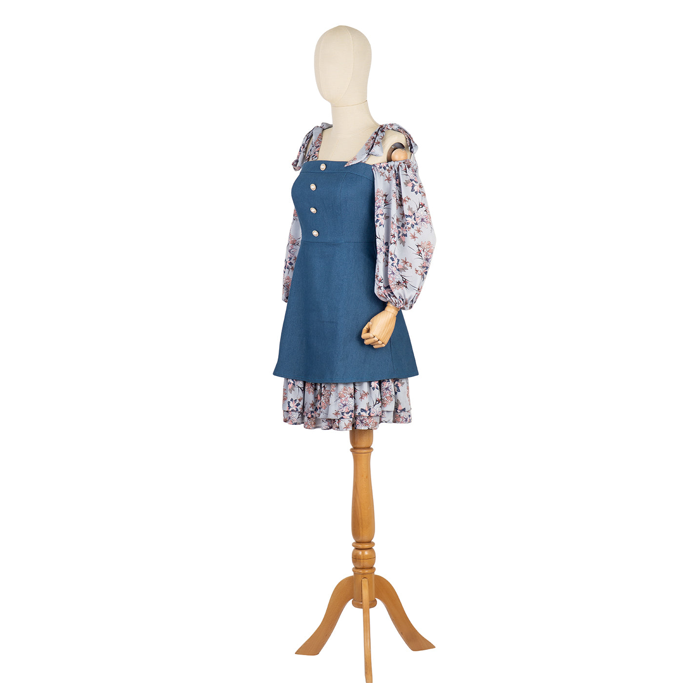 Off-Shoulder Dress with Floral Inserts