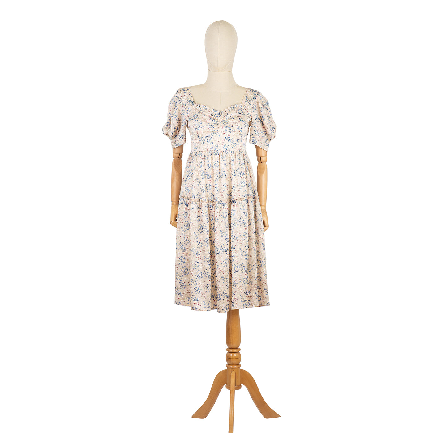 Summer Dress with Floral Print and Puff Sleeves