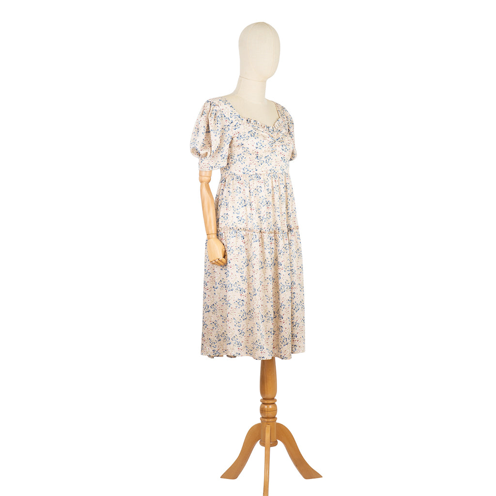 Summer Dress with Floral Print and Puff Sleeves