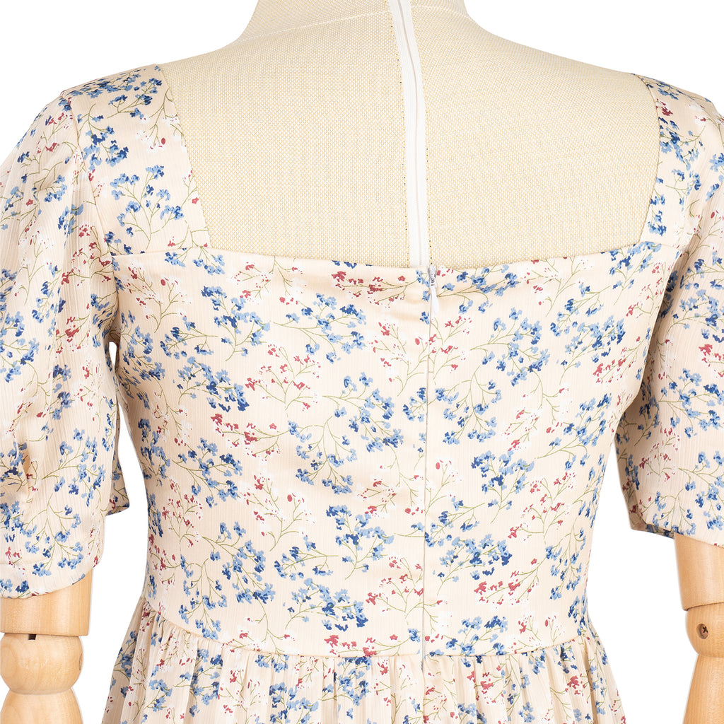 Summer Dress with Floral Print and Puff Sleeves